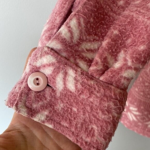 Vintage Great Lakes Country dusty pink snowflake polar fleece shacket top - Picture 3 of 9